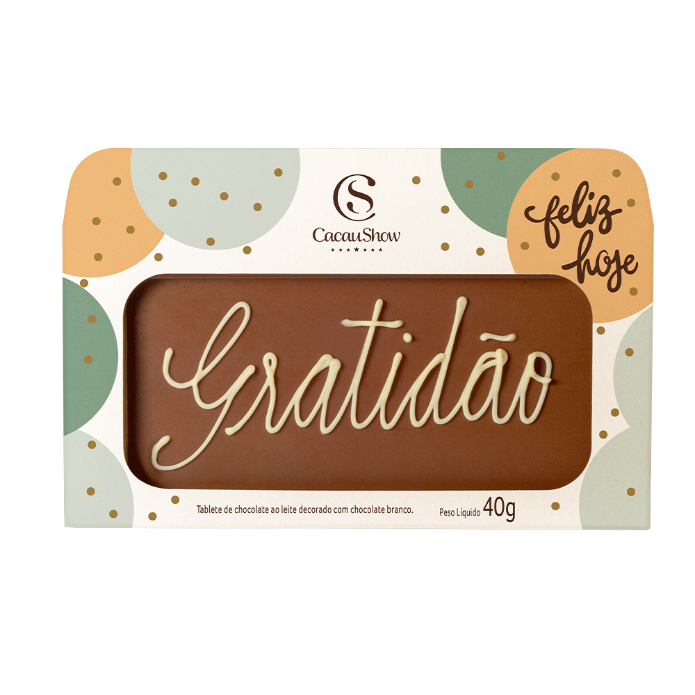 Tablete ao Leite Chocoarte Gratidão 40g