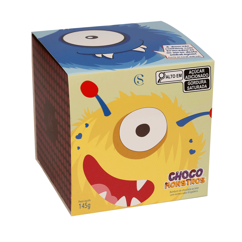 Caixa de Bombons Cubo ao Leite Chocomonstros 145g