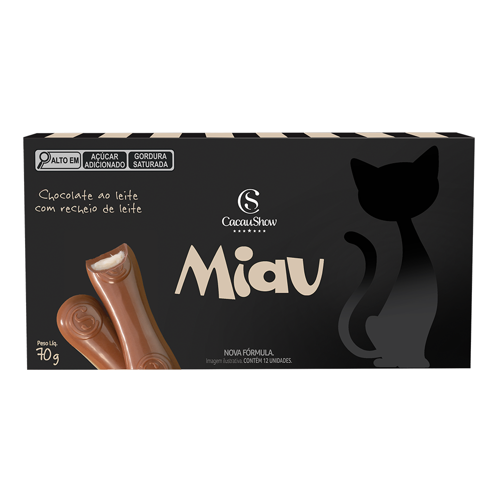 Tablete Miau de Chocolate ao Leite Recheado 70g