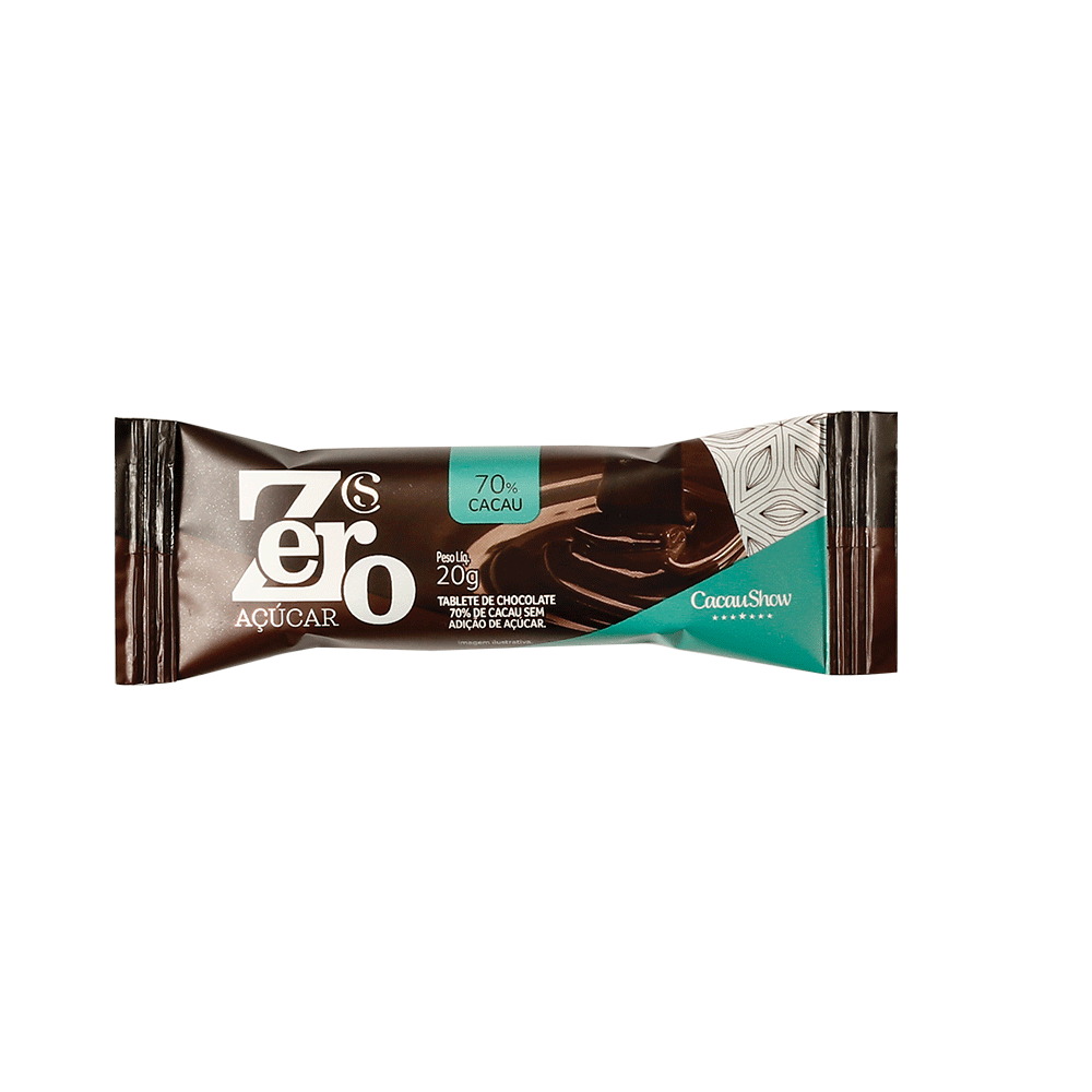Tablete Zero Adição de Açúcar 70% Cacau 20g