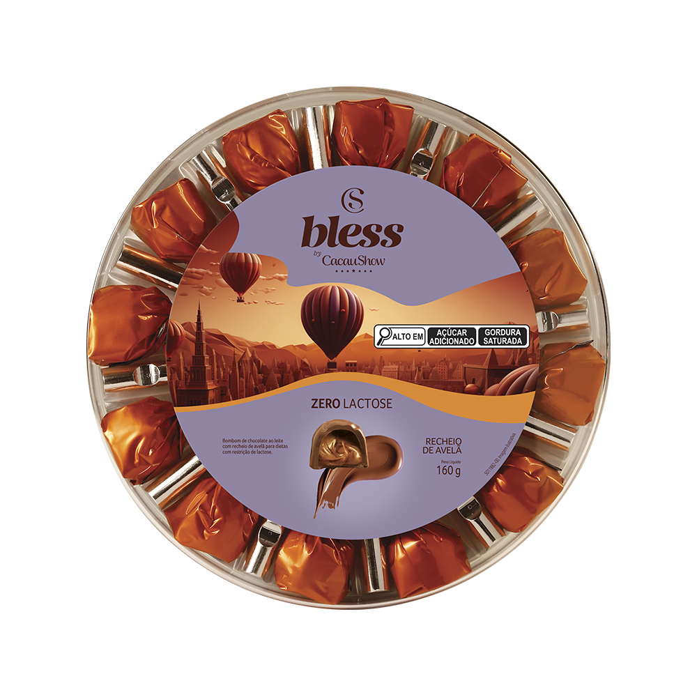 Caixa de Bombom Bless Zero Lactose Avelã 160g