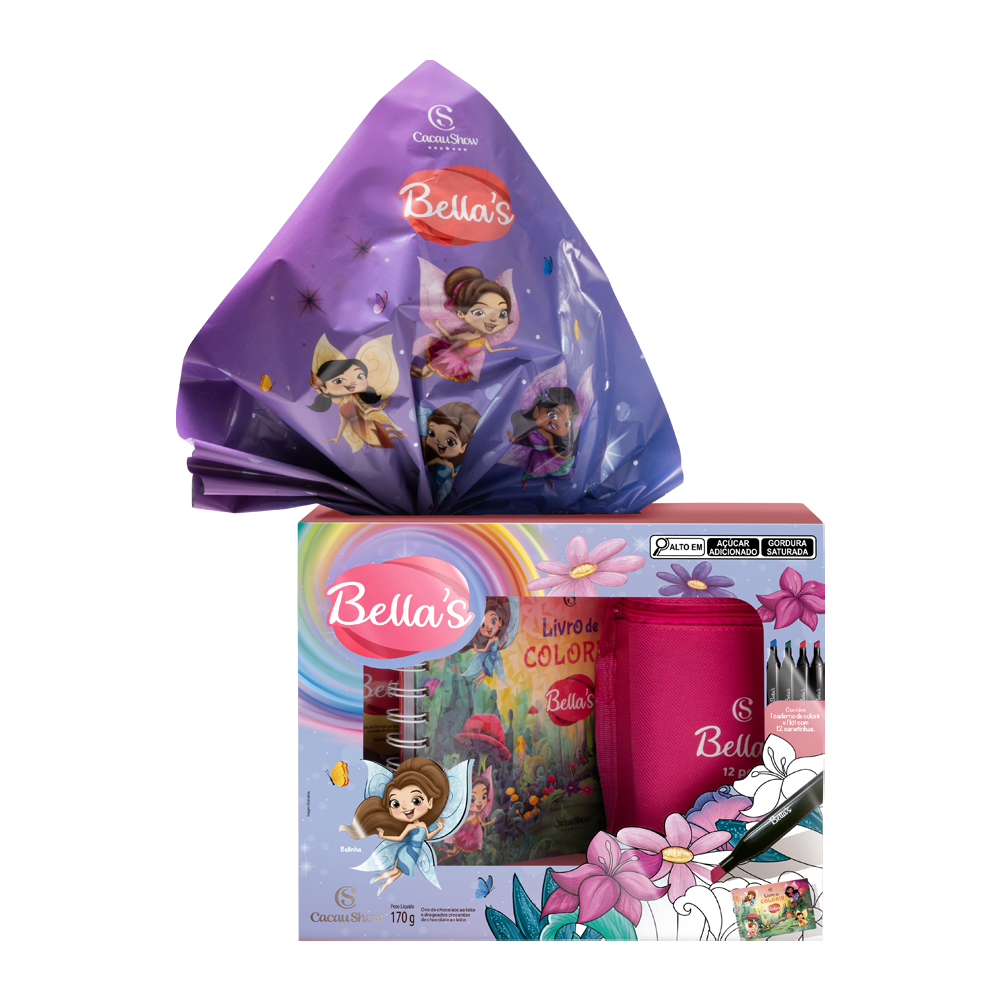 Ovo de Páscoa ao Leite Caderno e Canetas Bella's 170g